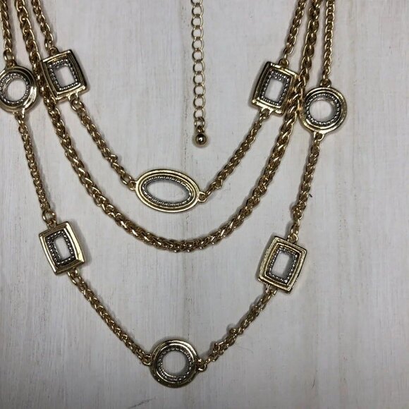 Layered Gold & Silver Tone Chain Necklace - Picture 2 of 5